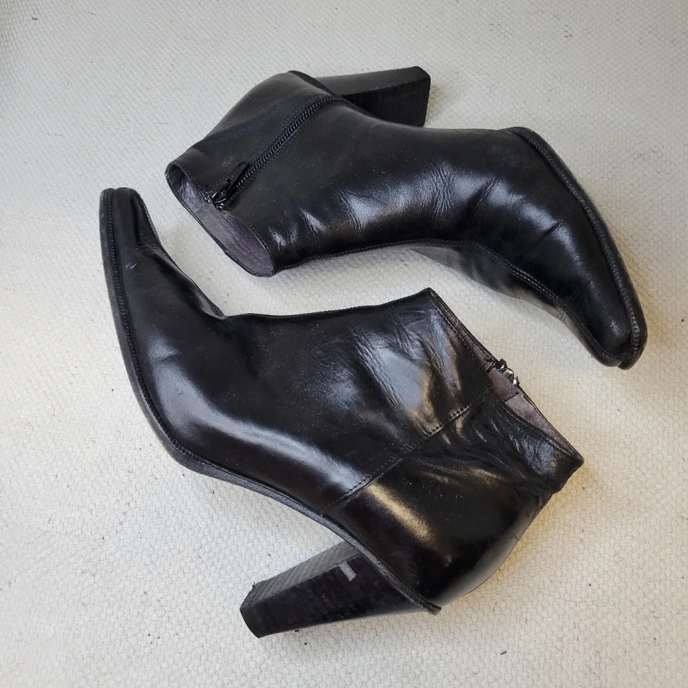 Spatarella Napoli Size 37 Vintage Square Toe Side Zip Booties